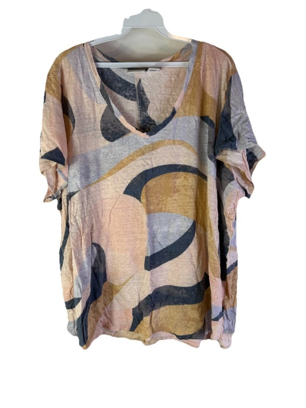 Rachel Zoe Linen Rainbow Geometric Shirt Top Flowy Gauzy